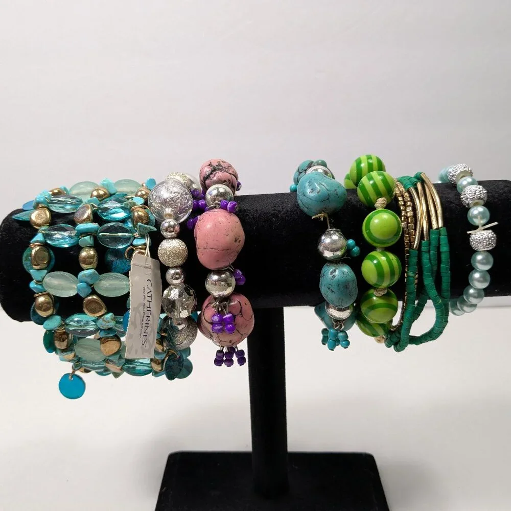 Beaded Bracelet Lot 7 Fashion Jewelry Ready to Wear Variety Colors Styles Stack
